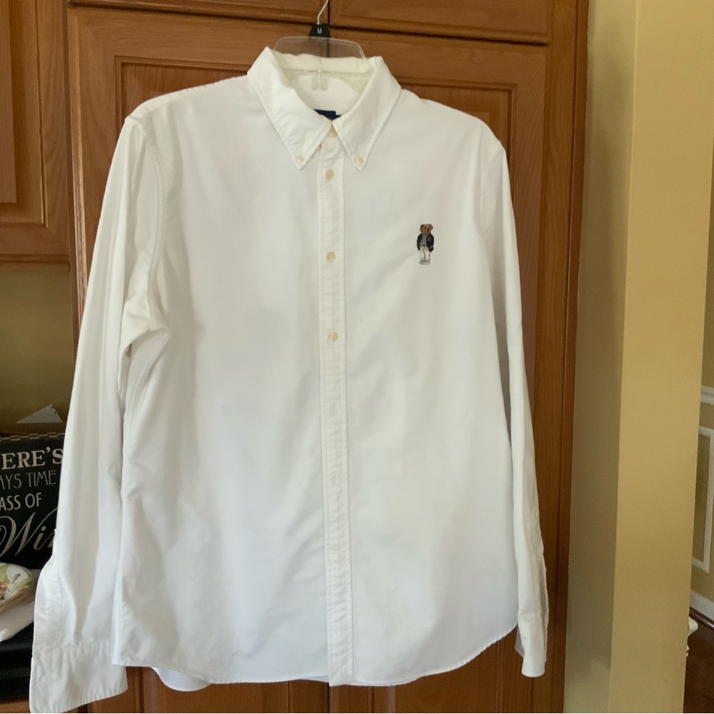Womens white Polo Bear button down Xl